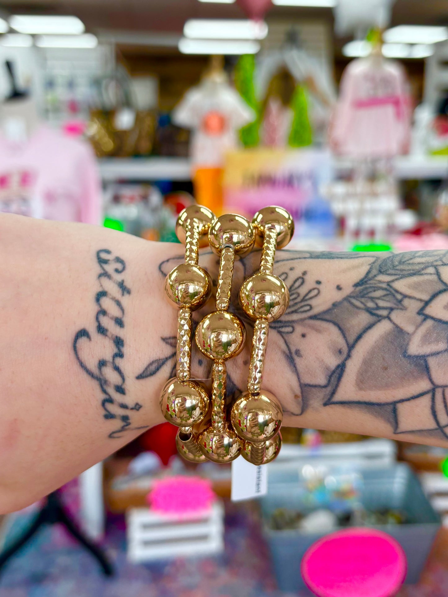 Shiny Gold Beaded Accent Bracelets