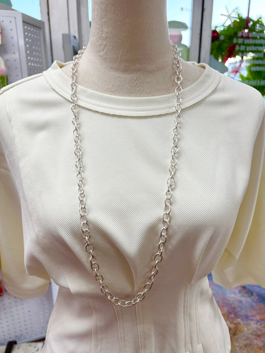 KK Long Silver Chain Necklace