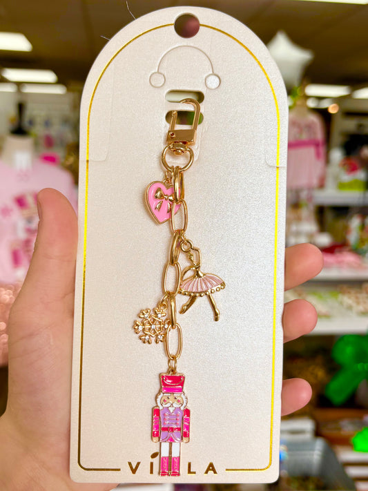 Pink Nutcracker Christmas Purse Charm