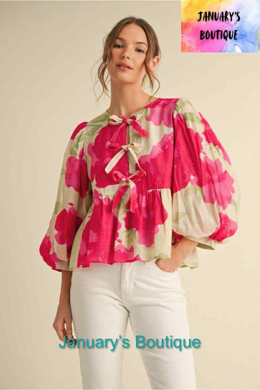 Women’s Hot Pink Floral Top