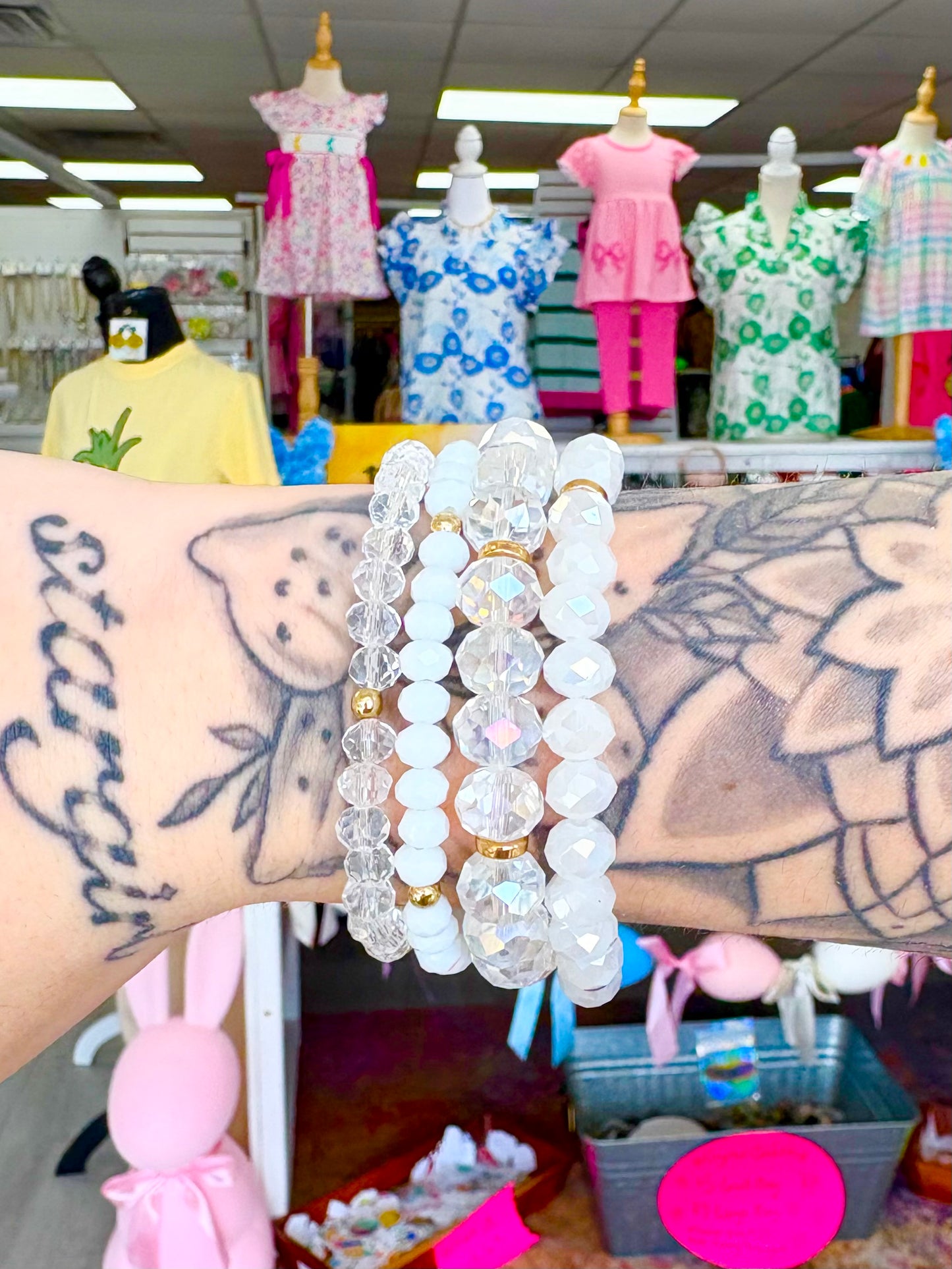 White/Clear Themed Crystal Bracelet Set