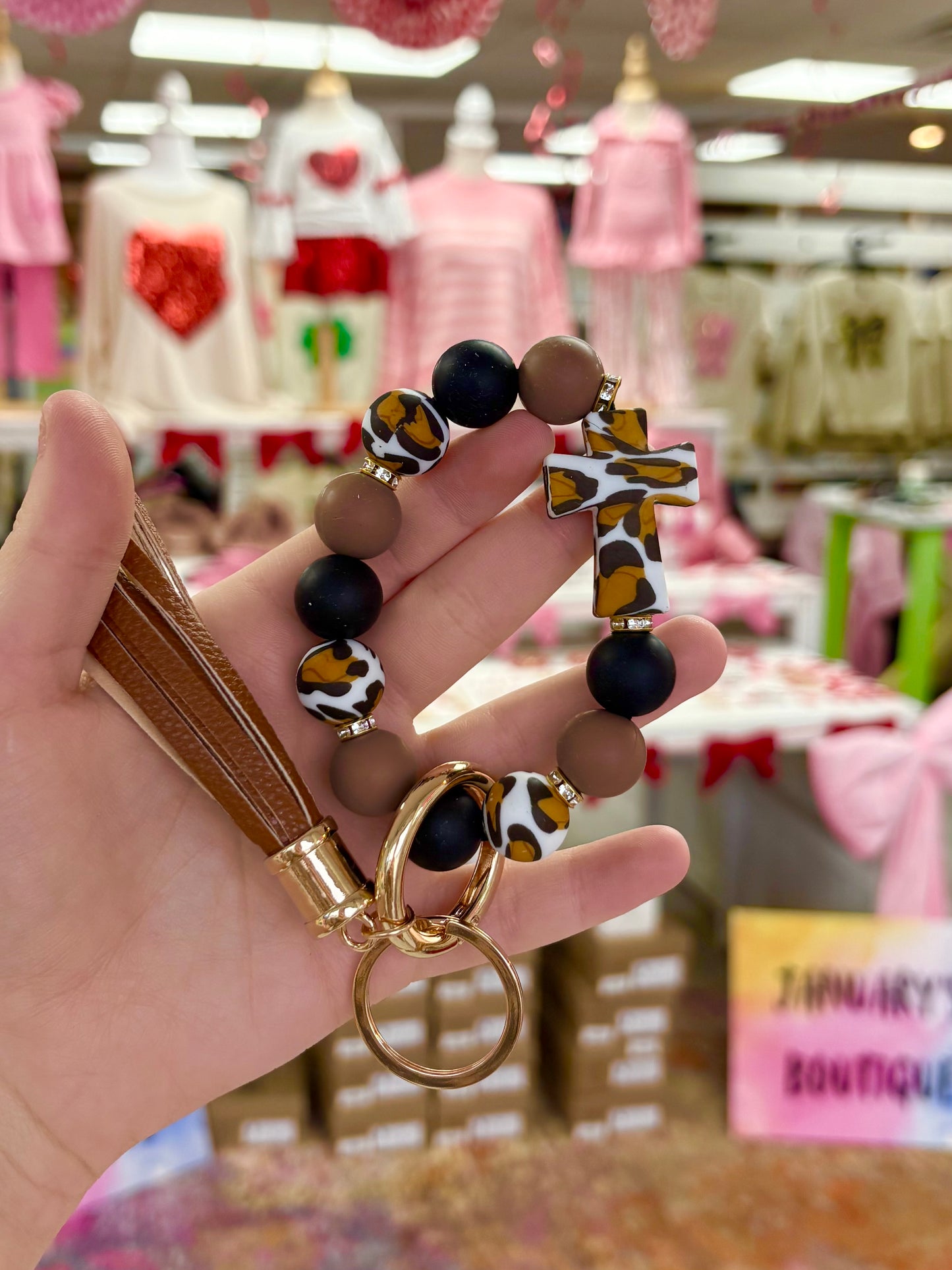 KK Brown/Leopard Cross Wristlet