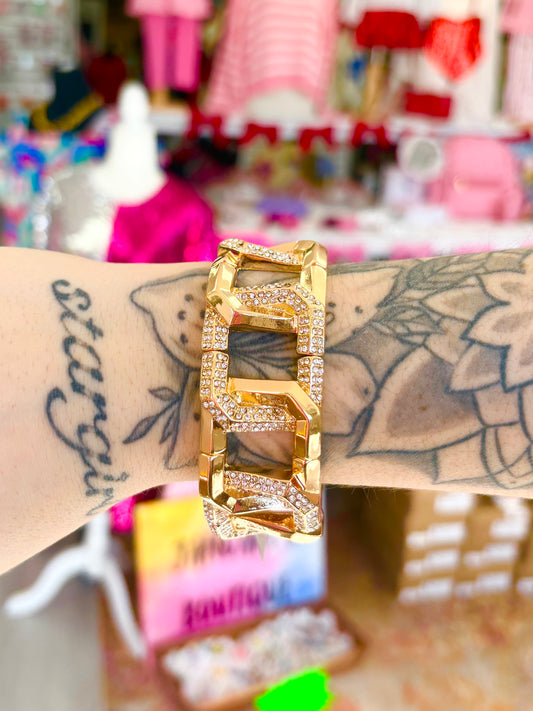 KK Wide & Pave Bangle Bracelet