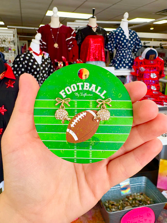 KK Bow Rhinestone Football Helmet Earrings