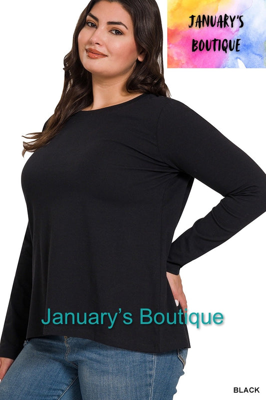 Women’s Plus Black Cotton T-shirt