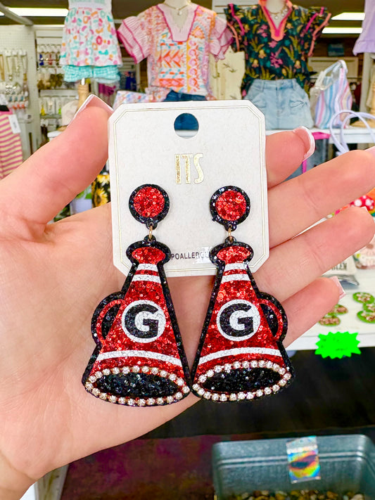 Glitter Georgia Ball Horn Earrings