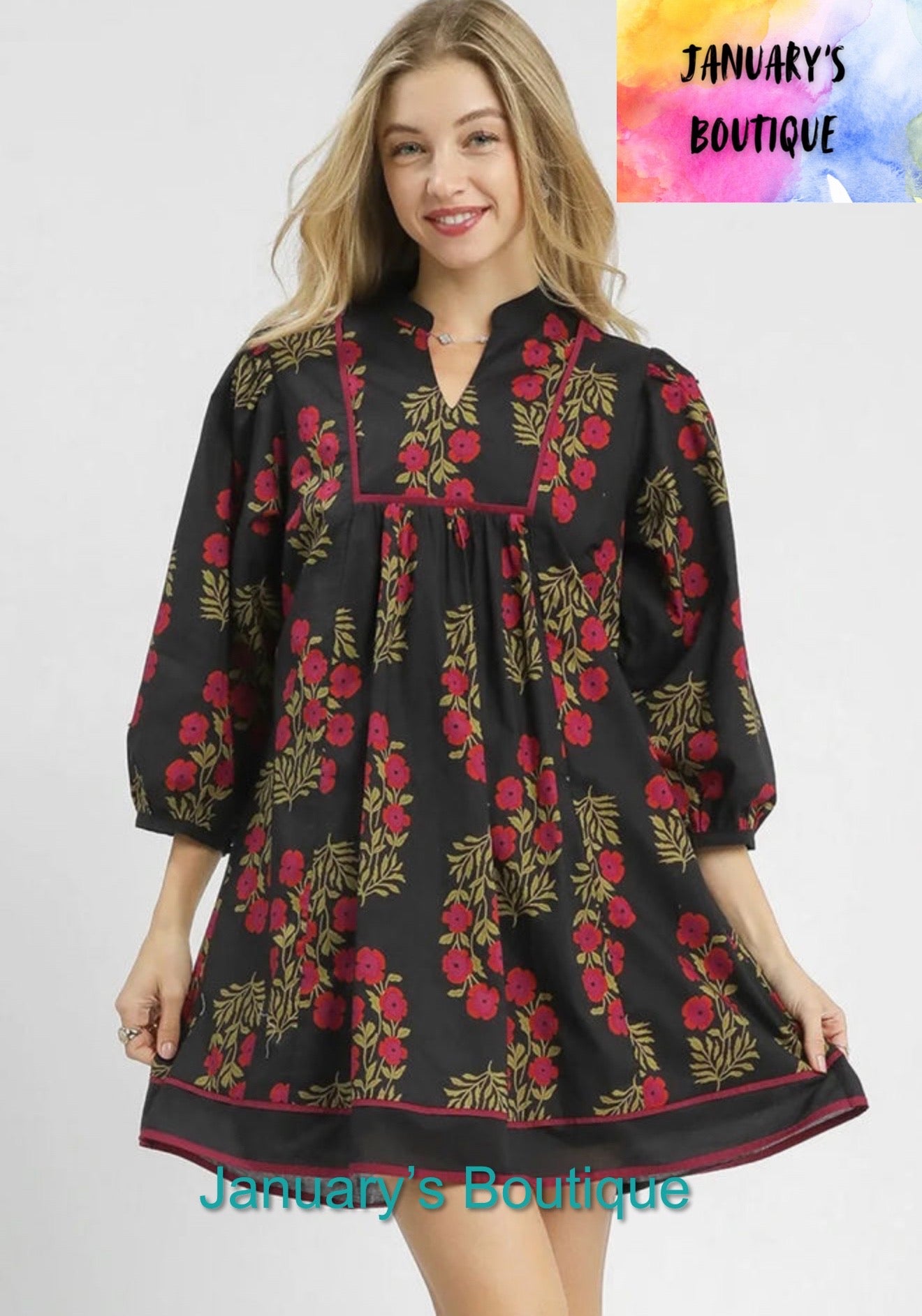 Women’s Black Floral Print Dress