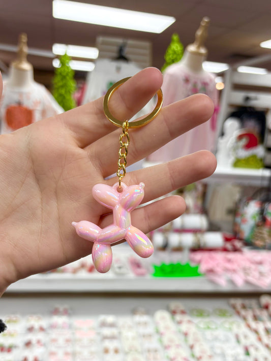 KK Pink Iridescent Balloon Dog Keychain
