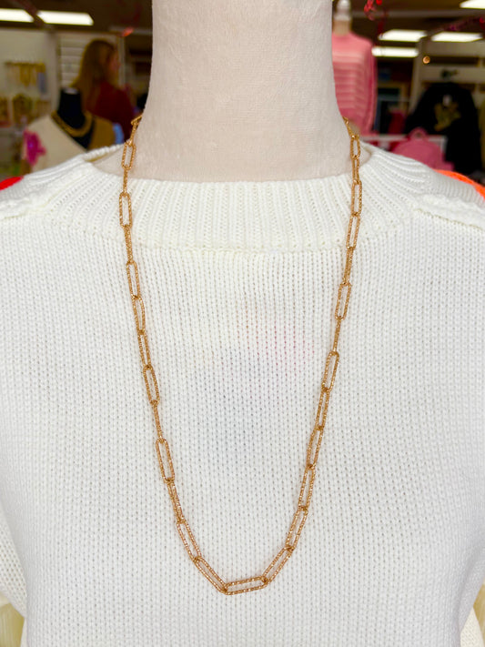 KK Long Textured Gold Chain Necklace
