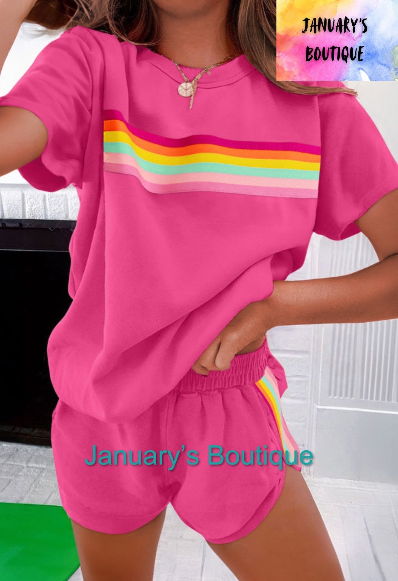 Women’s Retro Pink Shorts Set