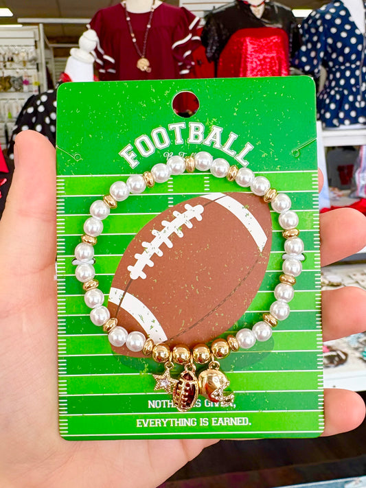 KK Pearl Football Charm Bracelet