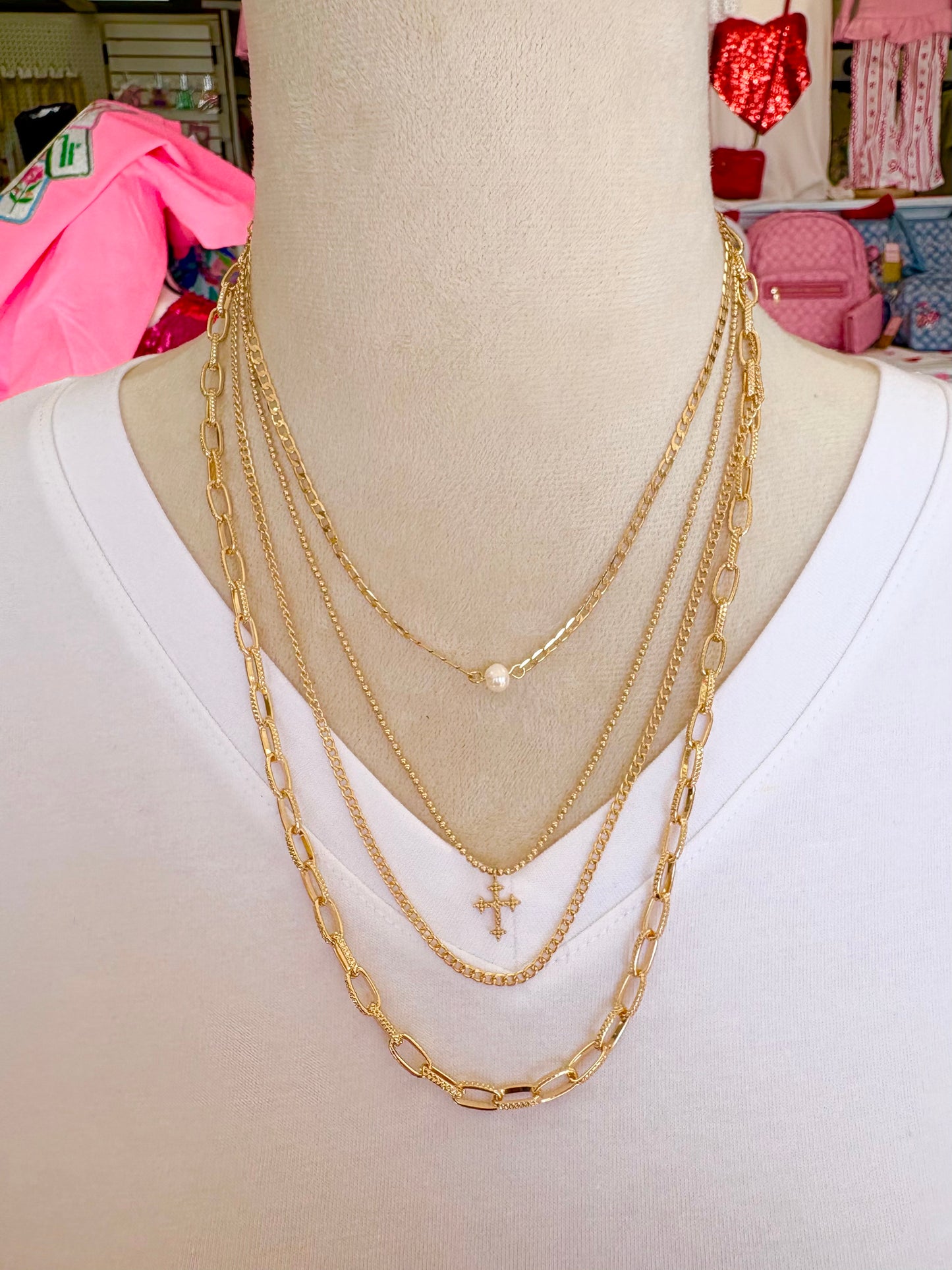 KK Layered Multi Chain Necklace
