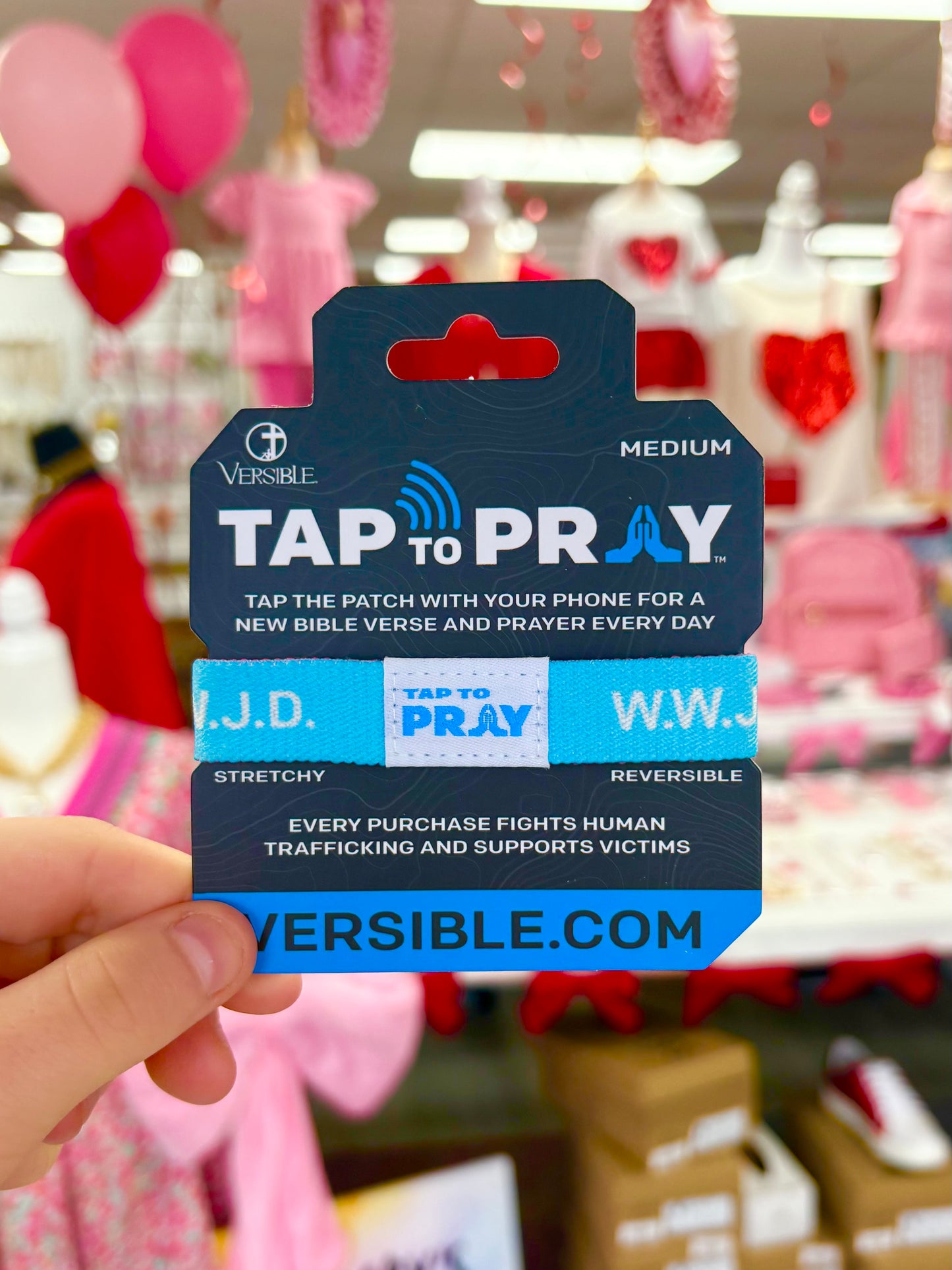 KK Tap To Pray - Pink & Blue WWJD - Medium