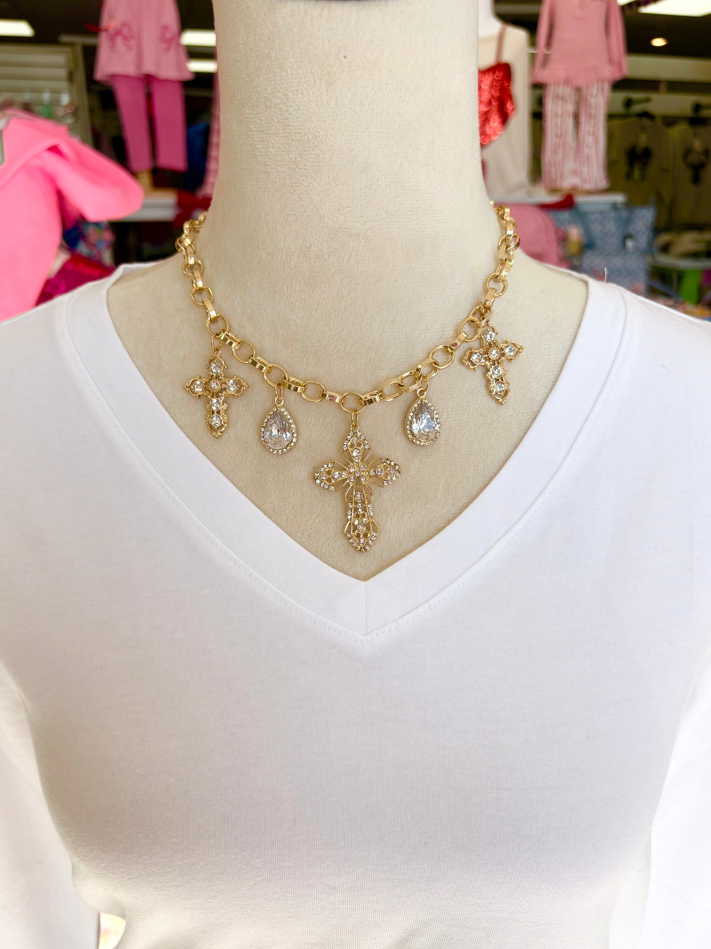 KK Pave Cross Trimmed Necklace Set