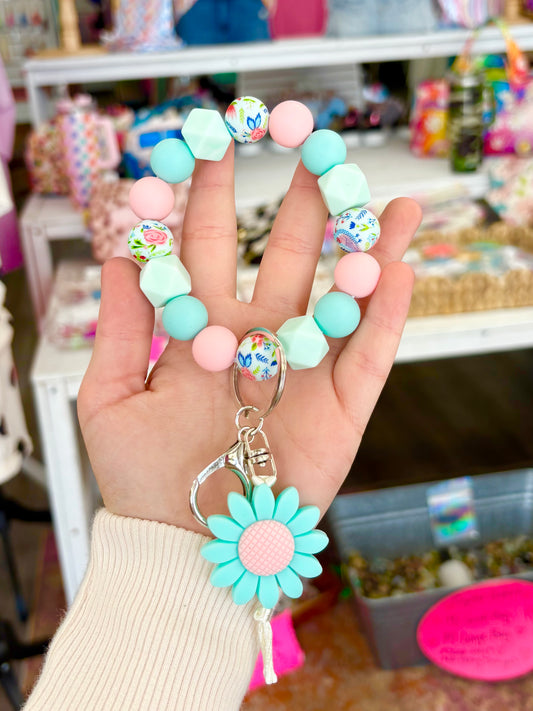 KK Teal Sunflower Wristlet
