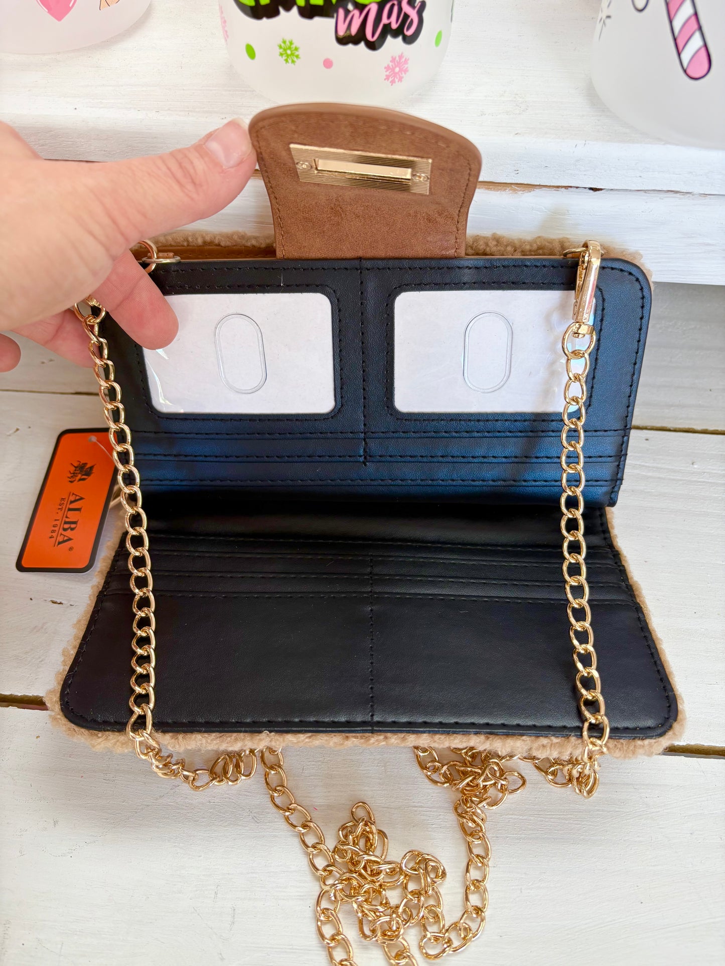 KK Camel Sherpa Crossbody Wallet