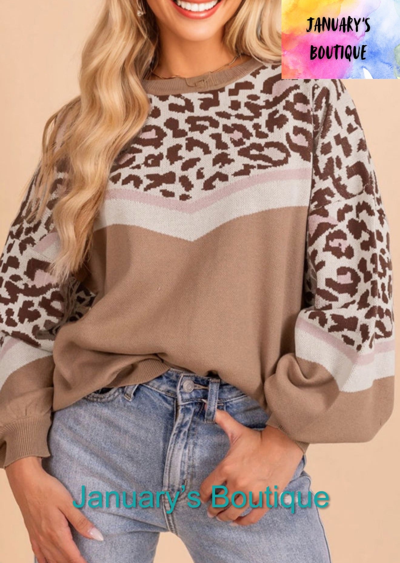 Women’s Leopard Color Block Sweater