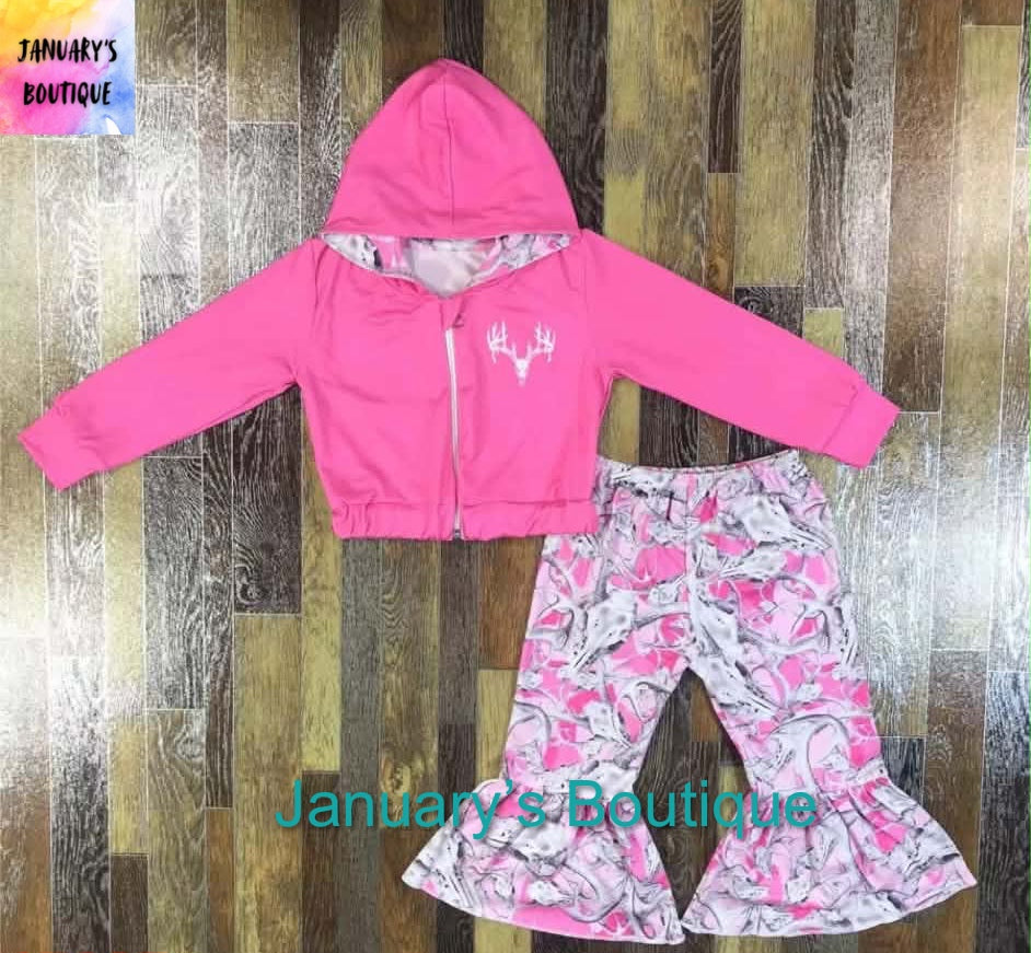 Girl’s Pink Camouflage Pant Set