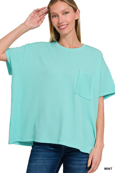 Women’s Ribbed Mint Pocket Top