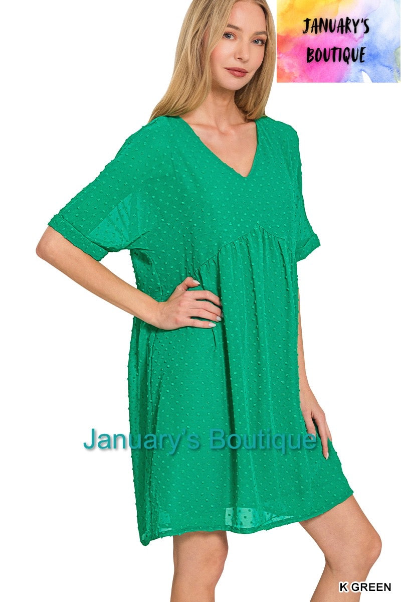 Women’s Kelly Green Swiss Dot Dress