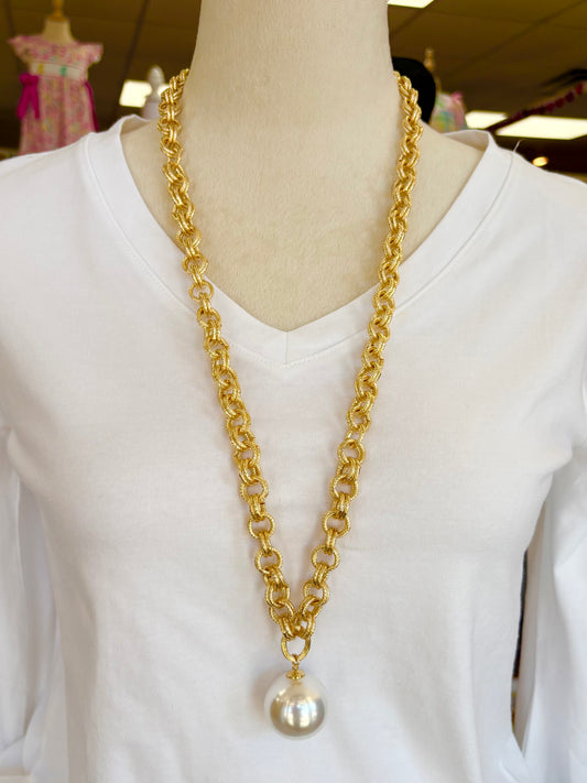 Pearl Pendant Long Necklace