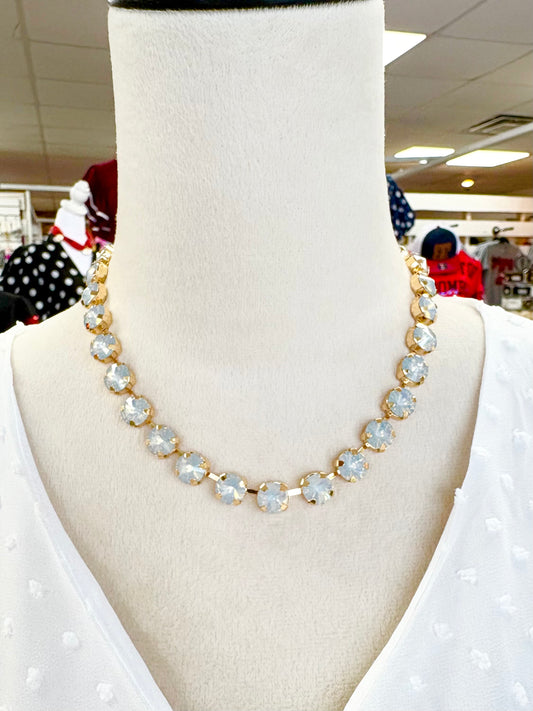 Cloudy White Rhinestone Necklace
