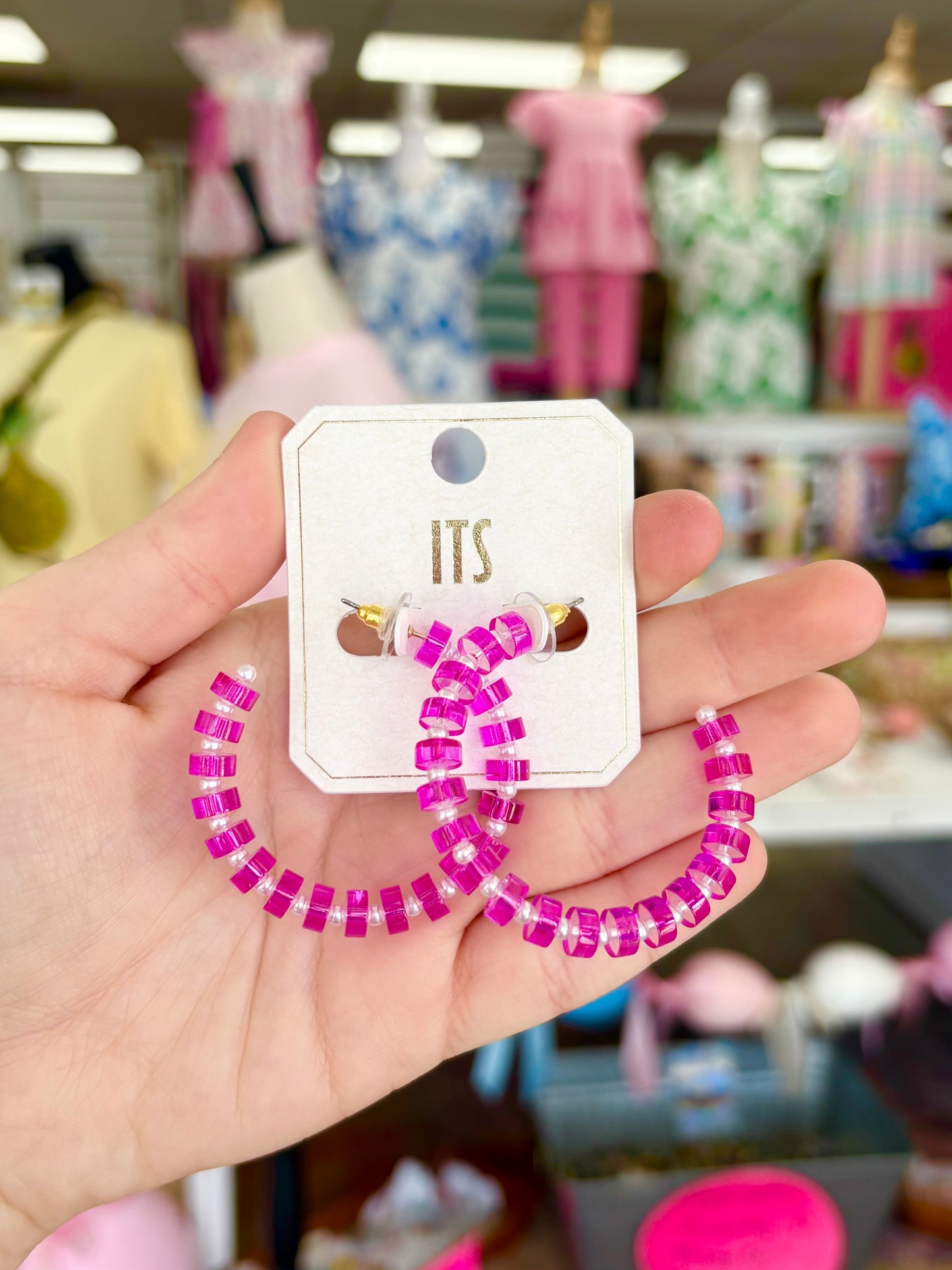 KK Pink Glass Hoops
