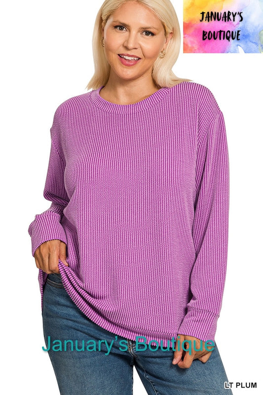Women’s Plus Lt Plum Ribbed Top