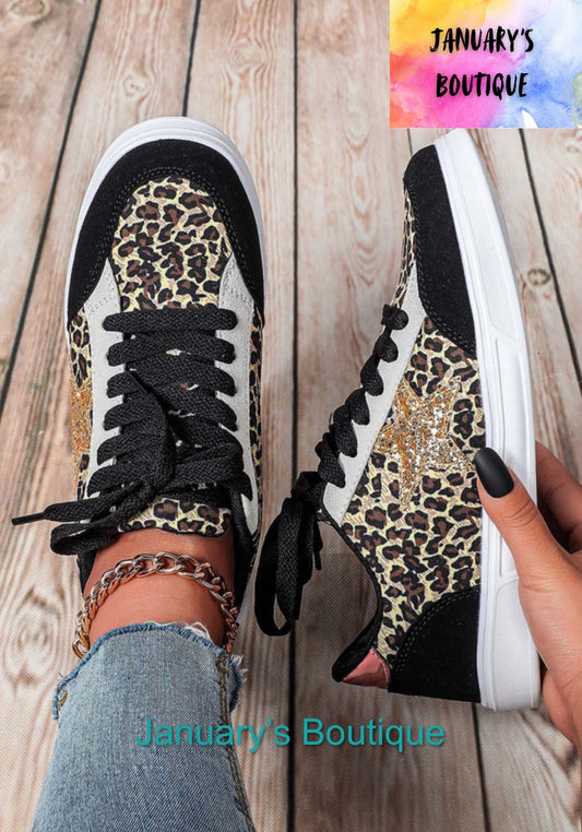 Women’s Black Leopard Sneakers
