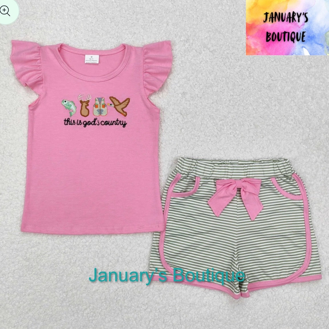 Girl’s Embroidered God’s Country Set
