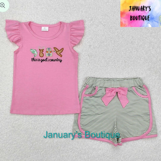 Girl’s Embroidered God’s Country Set
