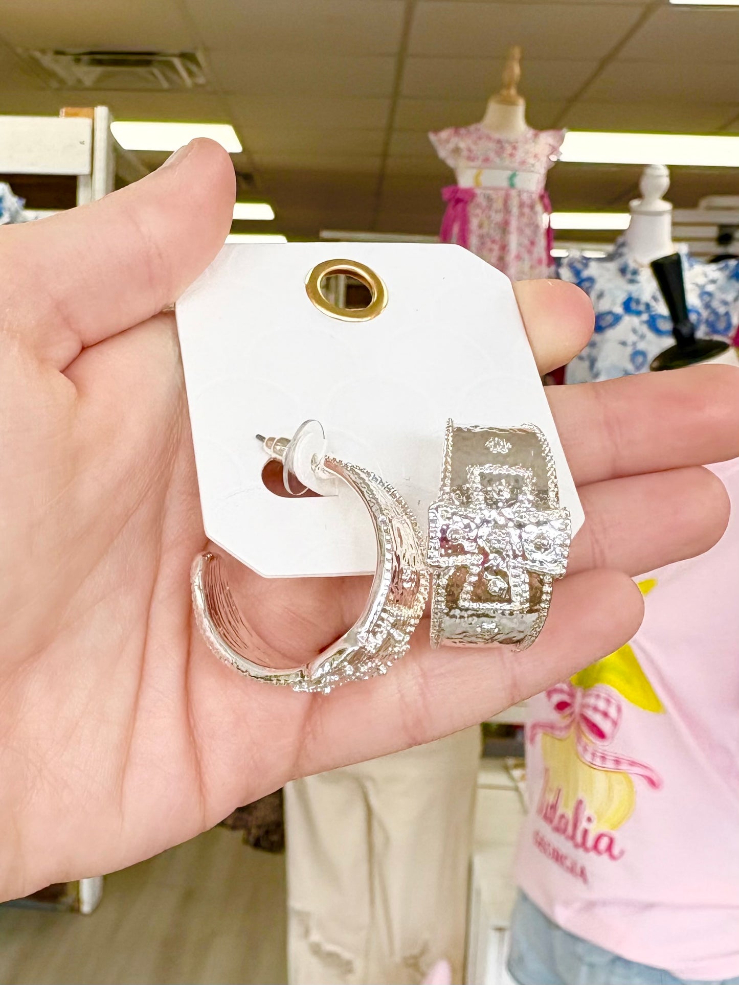 Wide Silver Cross Hoops