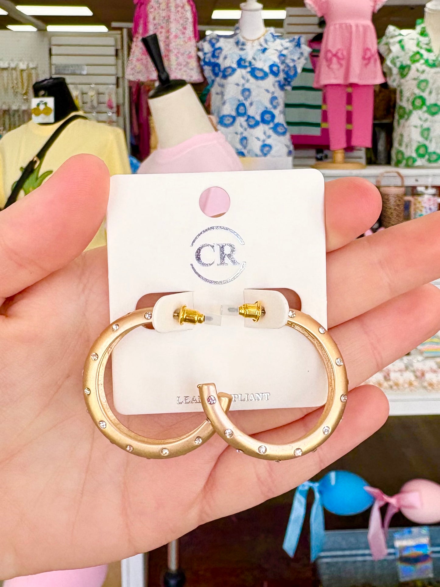KK Matte Gold Rhinestone Hoops