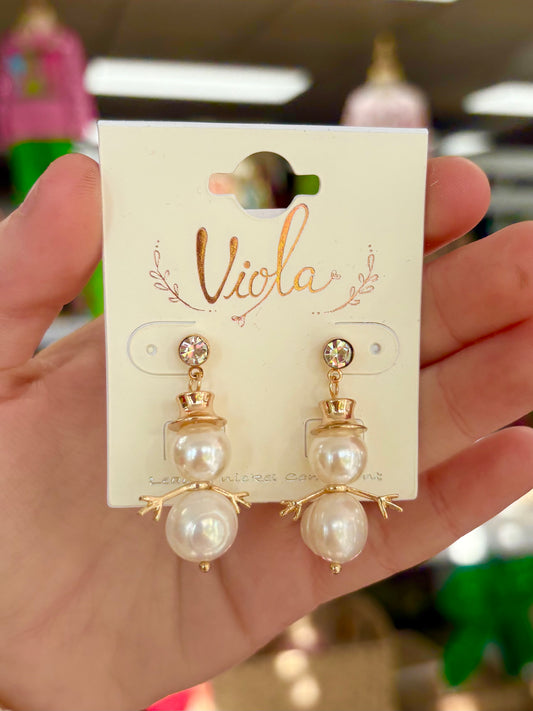 KK Gold Snowman Earrings