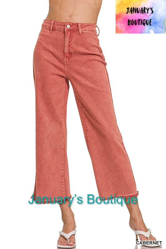 Women’s Cabernet Acid Washed Frayed Hem Pants