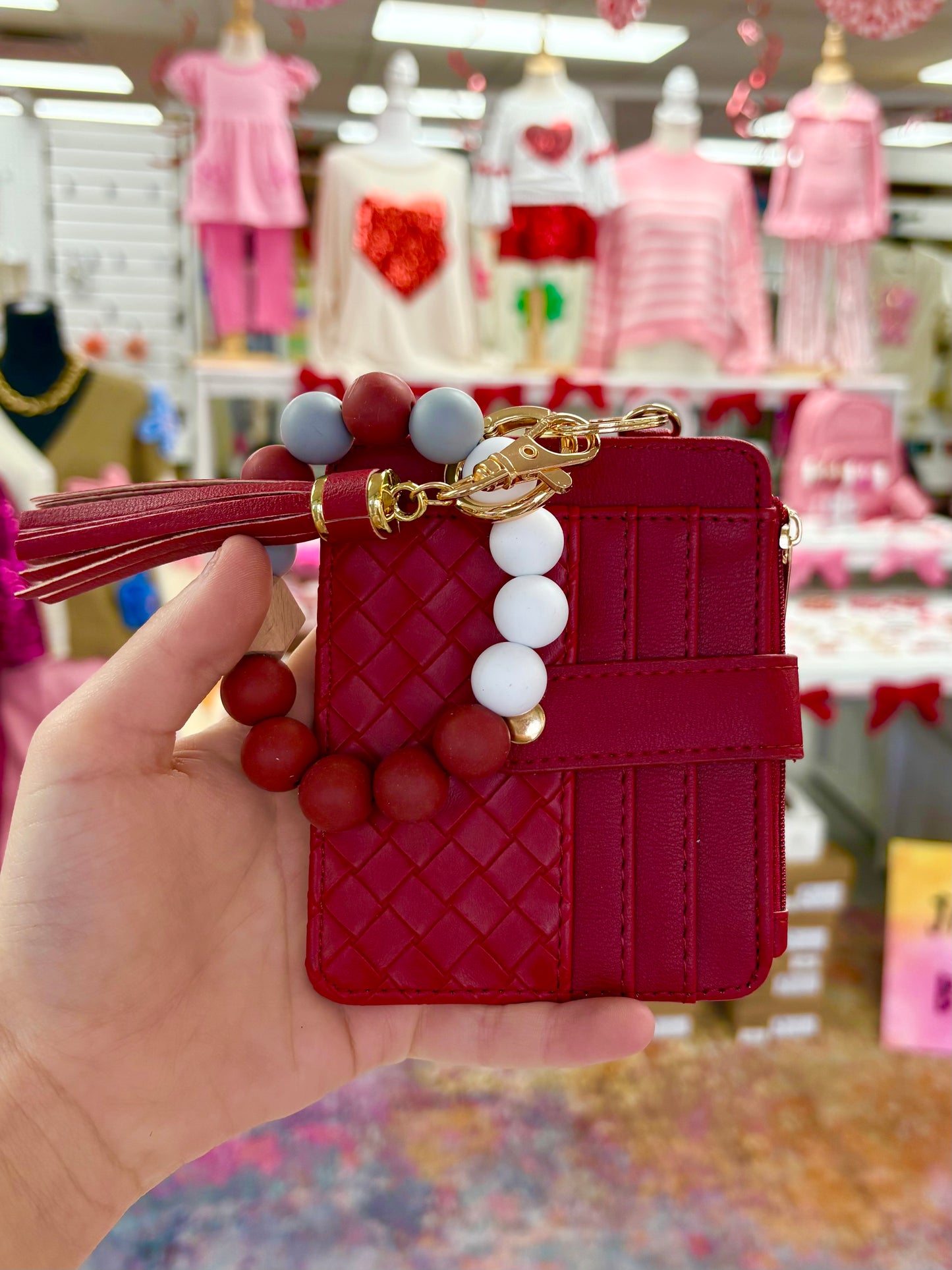 KK Red Textured Wallet Wristlet