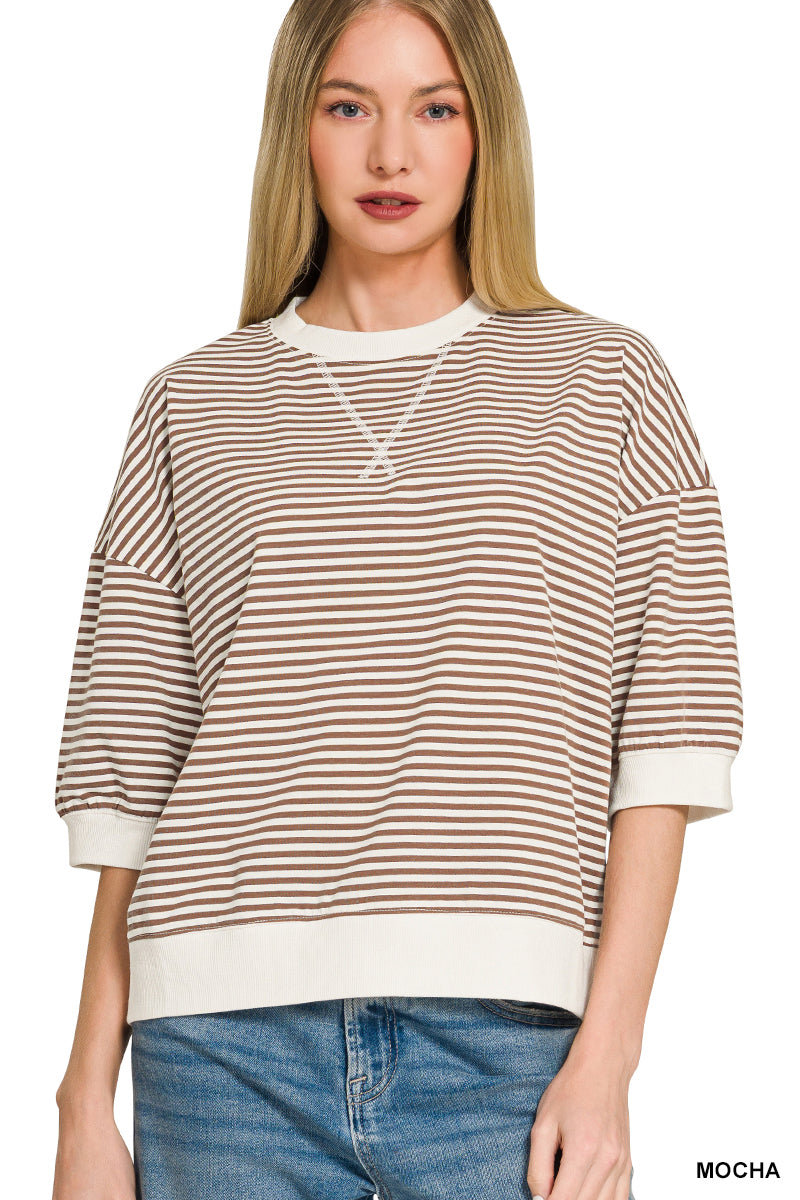 Women’s Mocha Striped Pullover