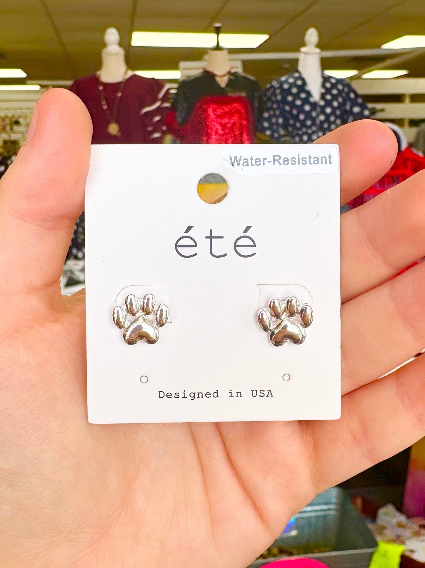 Silver Paw Stud Earrings