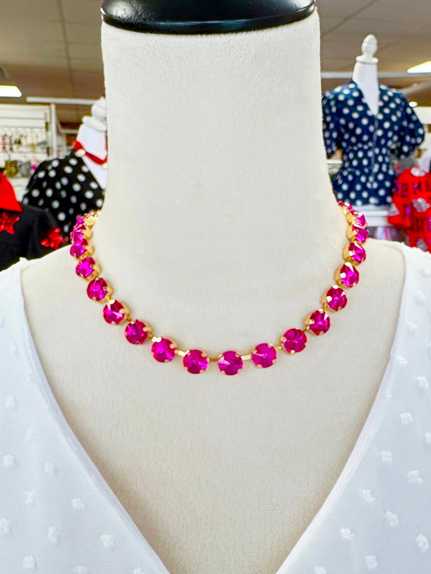 Hot Pink Rhinestone Necklace