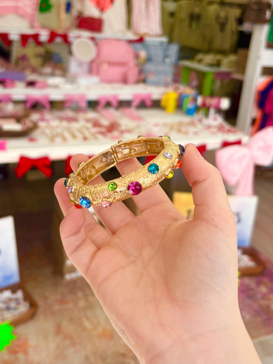 KK Stationed Color Stone Textured Bracelet