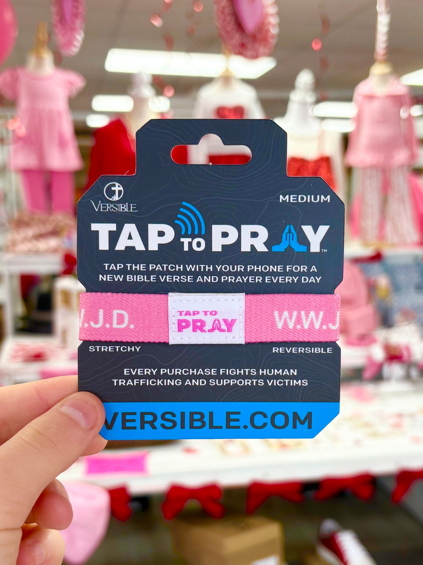 KK Tap To Pray - Pink & Blue WWJD - Medium