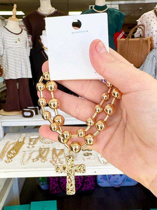KK Layered Gold Cross Charm Bracelet