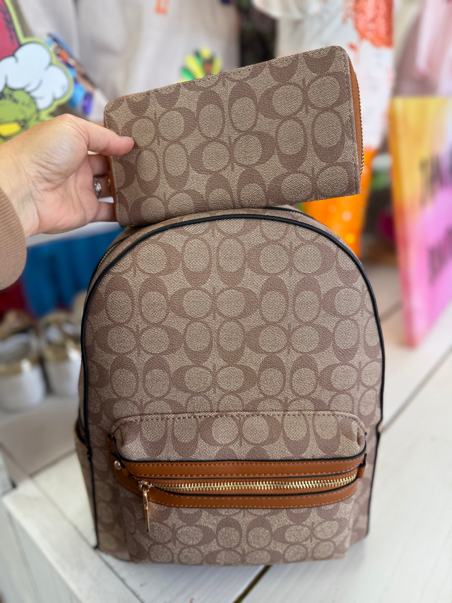 Designer Inspired Khaki Backpack