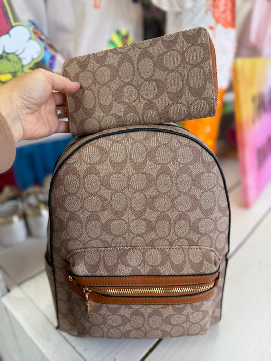 Designer Inspired Khaki Backpack