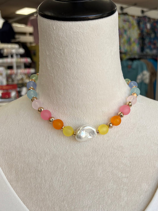 KK Muticolor Beaded Pearl Necklace