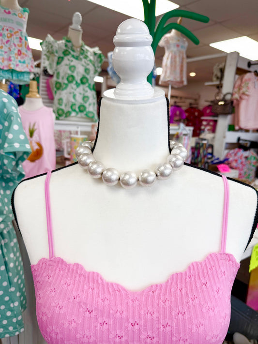 Matte Silver Chunky Necklace