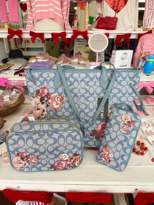 Women’s 3 Piece Blue Floral Set