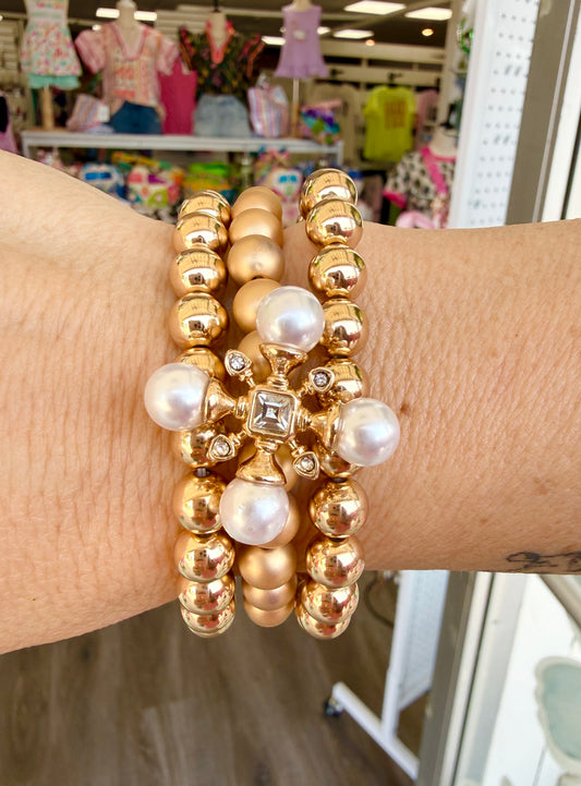 Gold & Pearls Stacked Bracelet