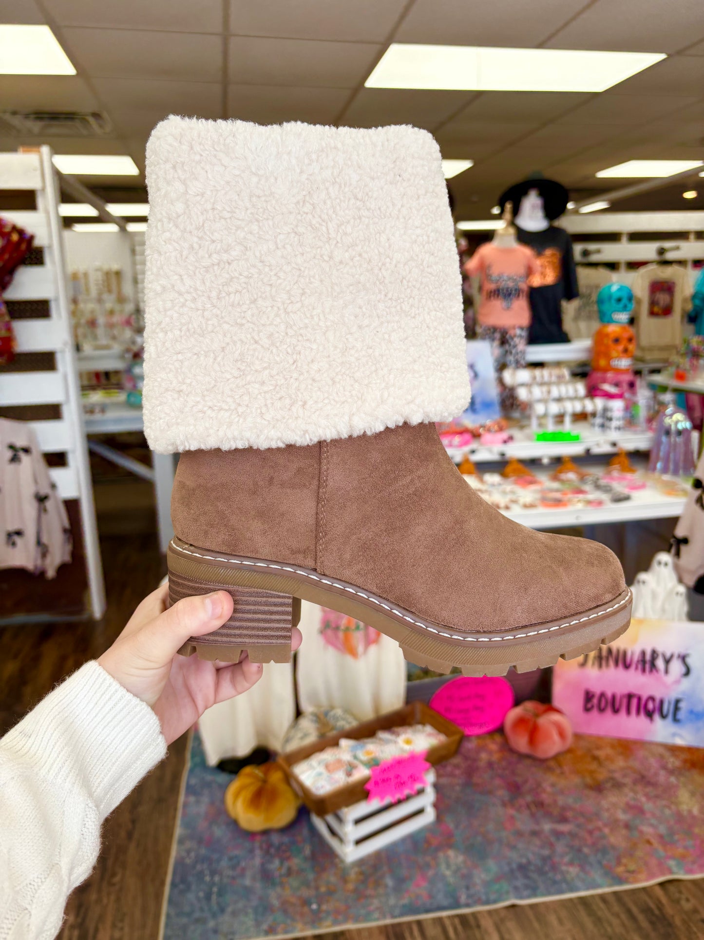 Pierre Dumas Taupe Swede Fur Boots