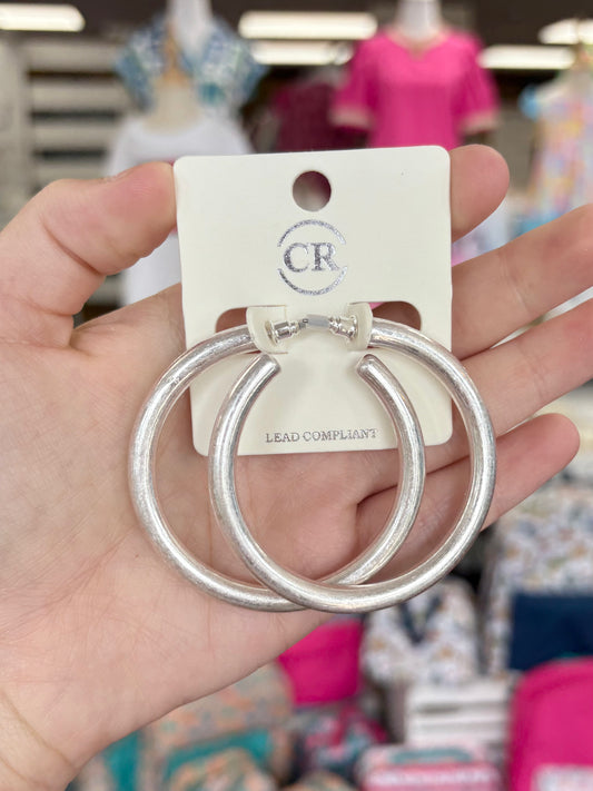 KK Large Matte Silver Thick Hoops